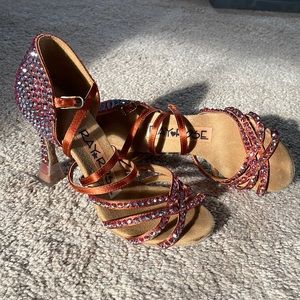 salsa rumba ballroom dance shoes Swarovski rhinestones